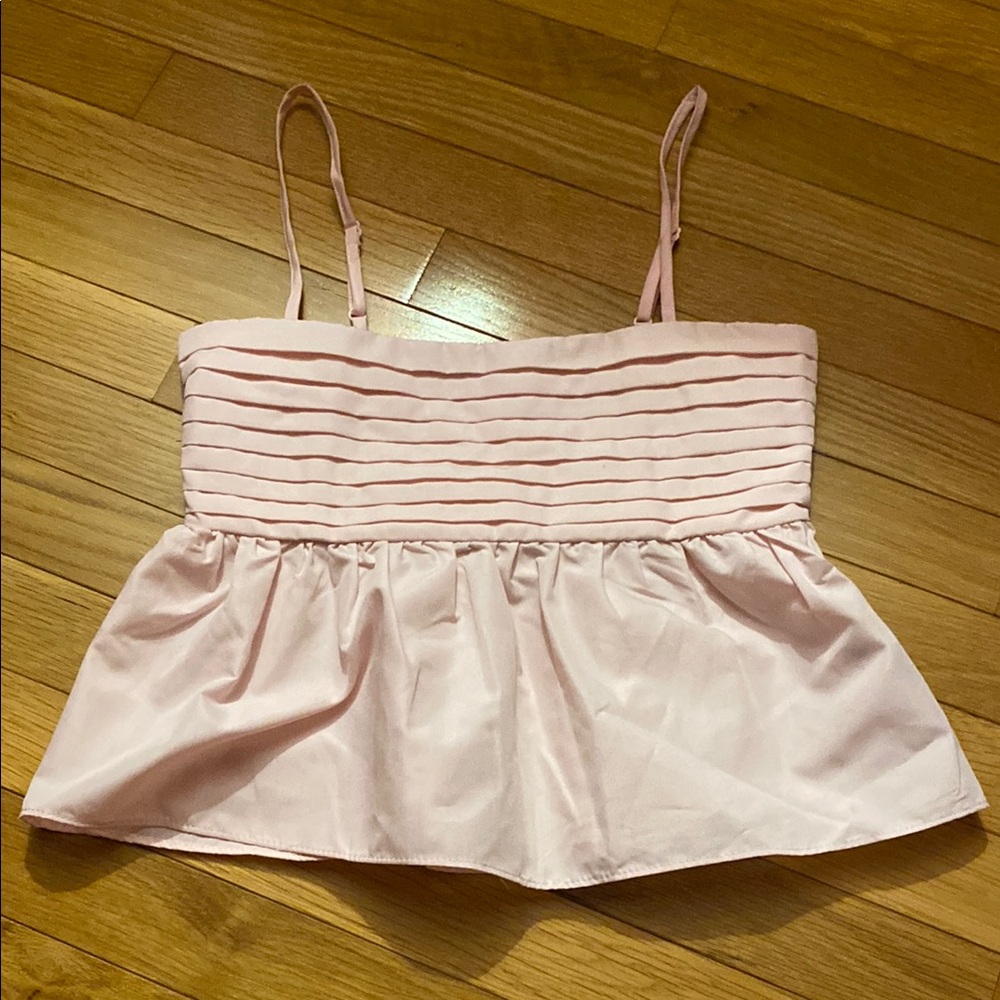 Pink Pleated Spaghetti Strap Top